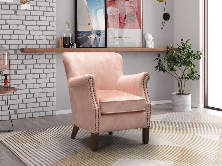 Harlow Vintage Velvet Armchair Coral