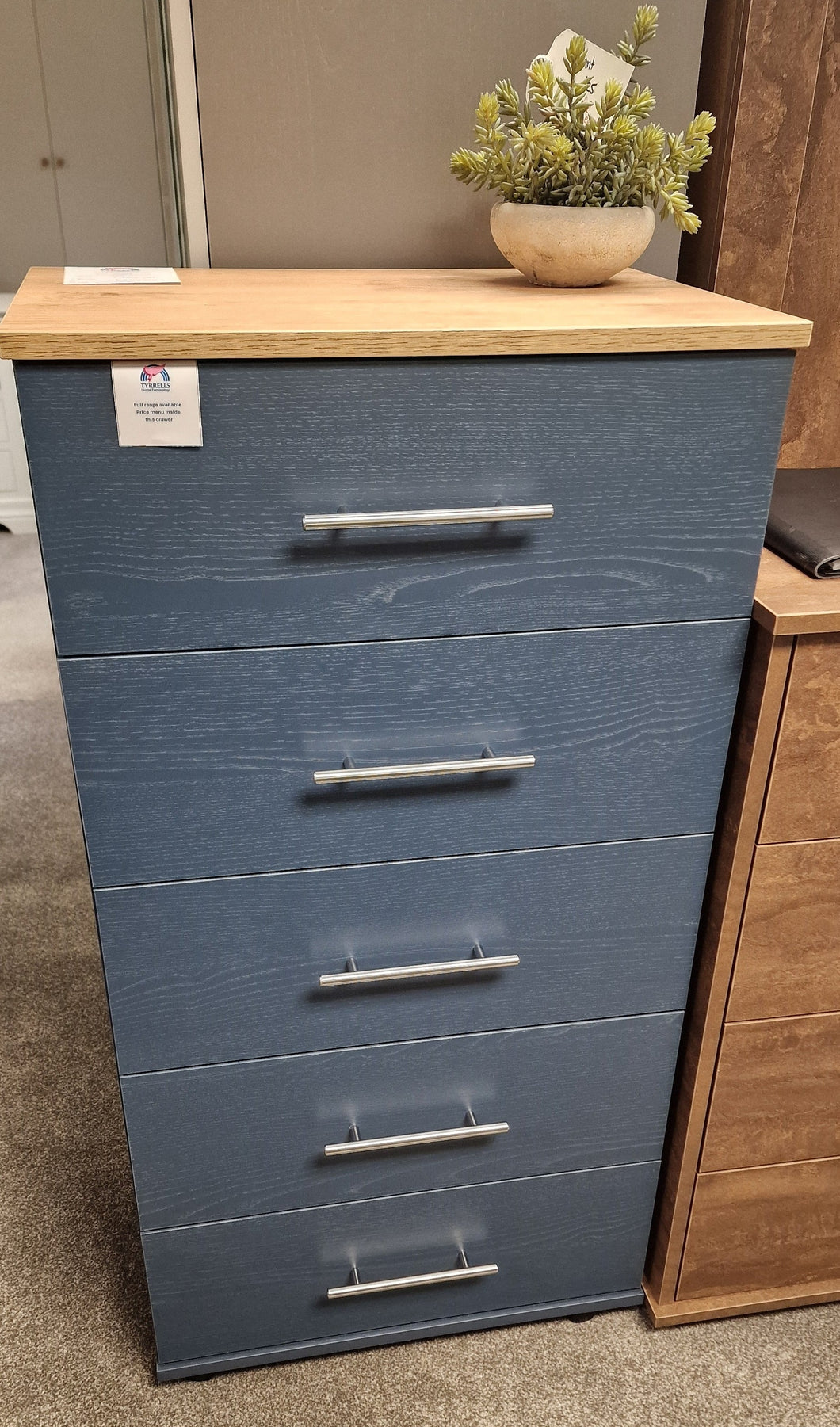 *CLEARANCE* Heart 5 Drawer Chest - Alby Blue