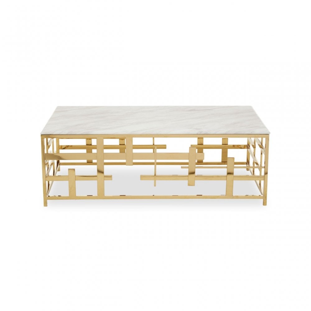 Aprilia Occasional Table Collection - White Marble/Gold