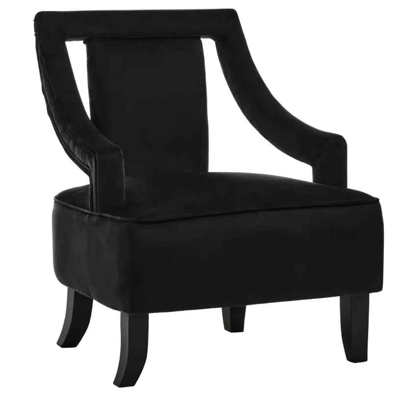 Faye Velvet Armchair - Black