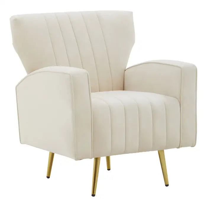Hayley Velvet Armchair - Natural