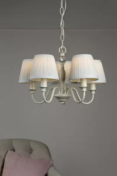 Laura Ashley - Ellis 5 Light Chandelier - Satin Painted Cream