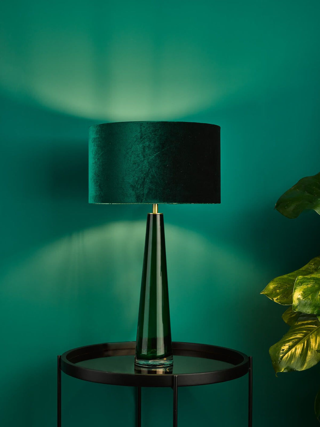 Samara Table Lamp with Shade - Green Glass