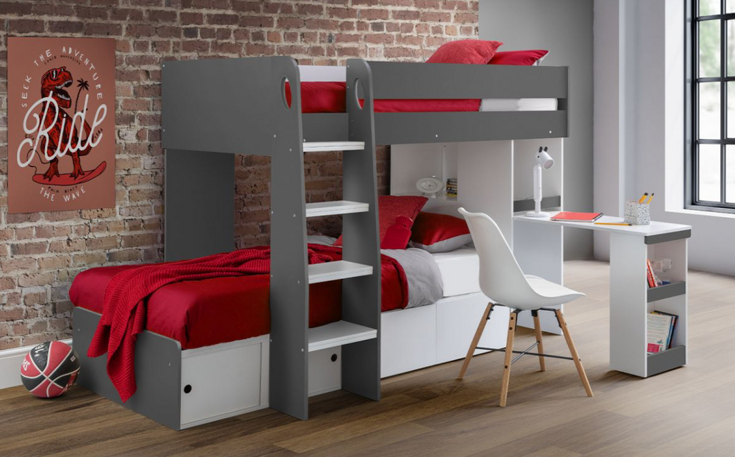 Eclipse Bunk Bed - Charcoal/White