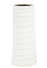 Load image into Gallery viewer, Haldis Ceramic Vase Collection - White/Silver
