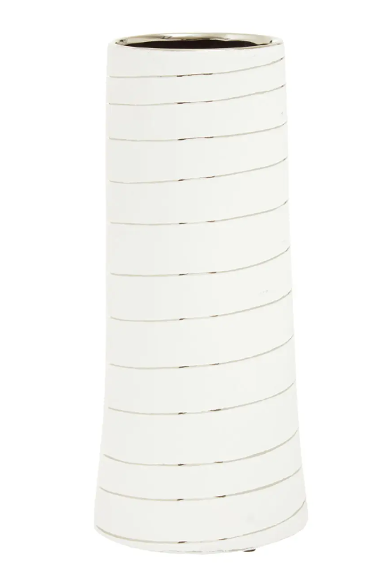 Haldis Ceramic Vase Collection - White/Silver