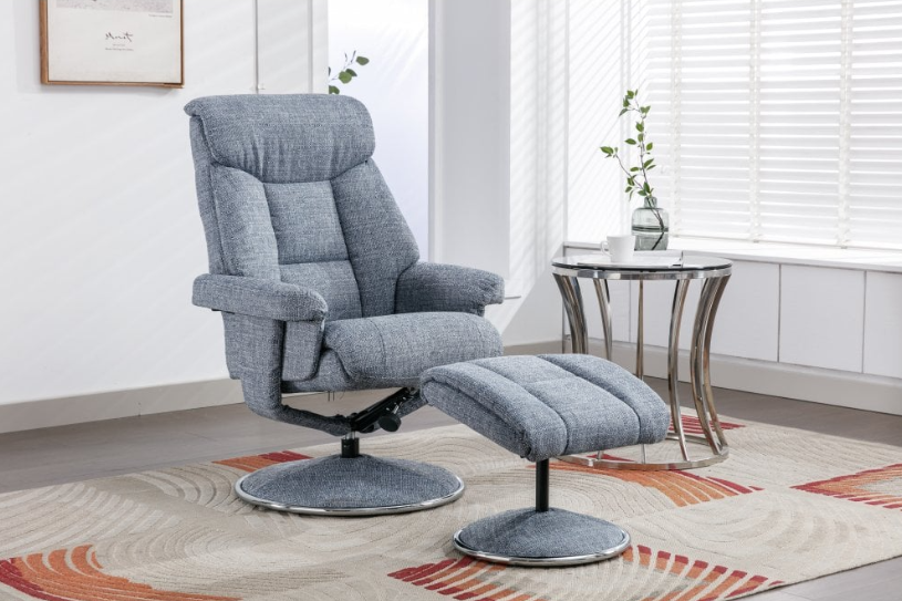 Biarritz Swivel Recliner & Footstool - Lisbon Marine