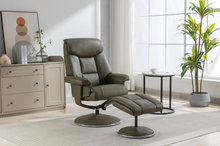 Load image into Gallery viewer, Biarritz Swivel Recliner &amp; Footstool - Plush Leather Olive Green
