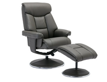 Load image into Gallery viewer, Biarritz Swivel Recliner &amp; Footstool - Plush Leather Cinder
