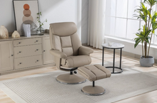 Load image into Gallery viewer, Biarritz Swivel Recliner &amp; Footstool - Plush Leather Pebble
