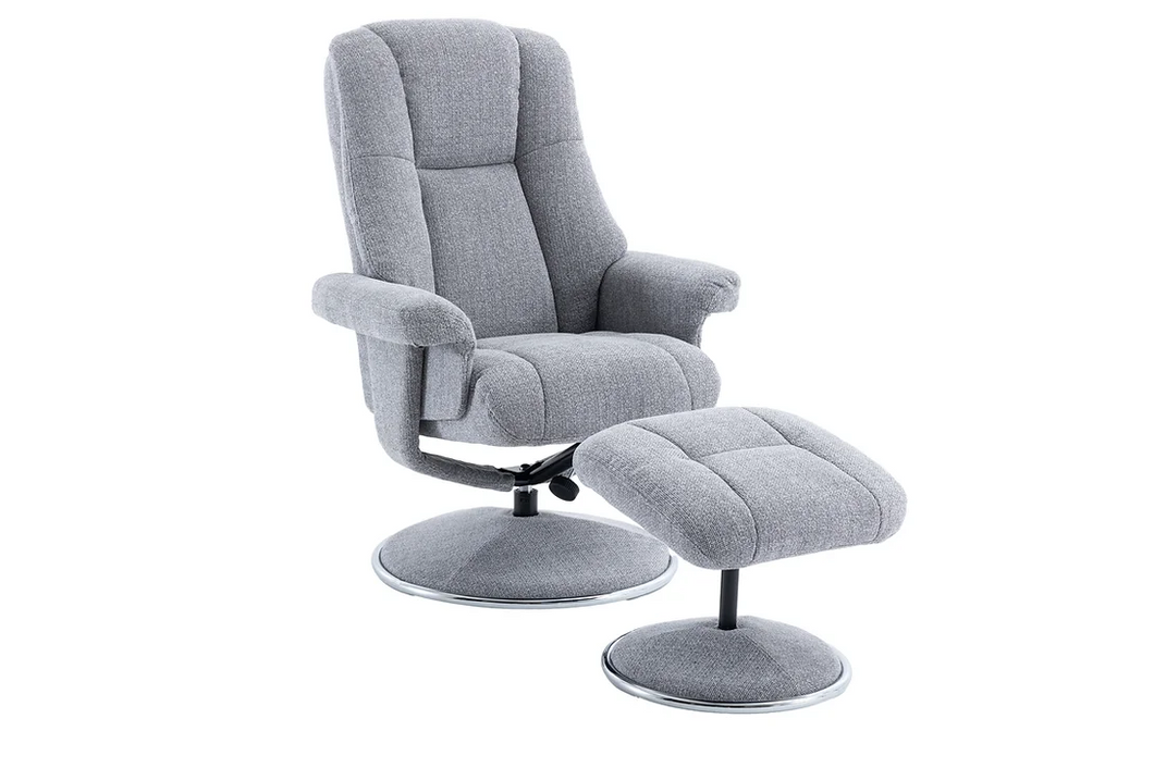 Denver Swivel Recliner - Chacha Dove Fabric