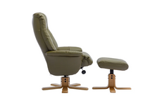 Load image into Gallery viewer, Dubai Swivel Recliner - Olive Green Plush Faux Leather

