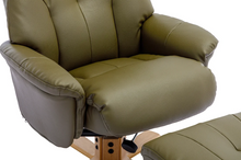 Load image into Gallery viewer, Dubai Swivel Recliner - Olive Green Plush Faux Leather
