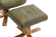 Load image into Gallery viewer, Dubai Swivel Recliner - Olive Green Plush Faux Leather
