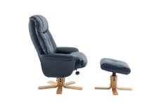 Load image into Gallery viewer, Dubai Swivel Recliner - Navy Plush Leather
