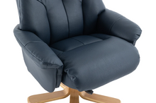 Load image into Gallery viewer, Dubai Swivel Recliner - Navy Plush Leather
