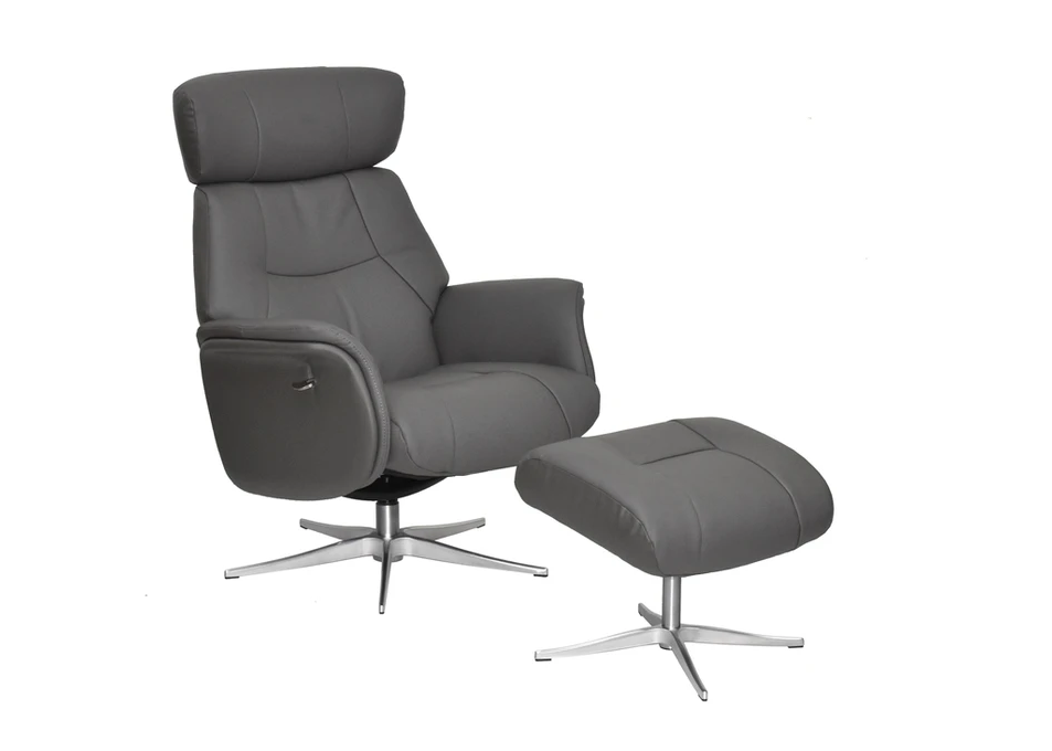 Murcia Swivel Recliner - Charcoal Leather