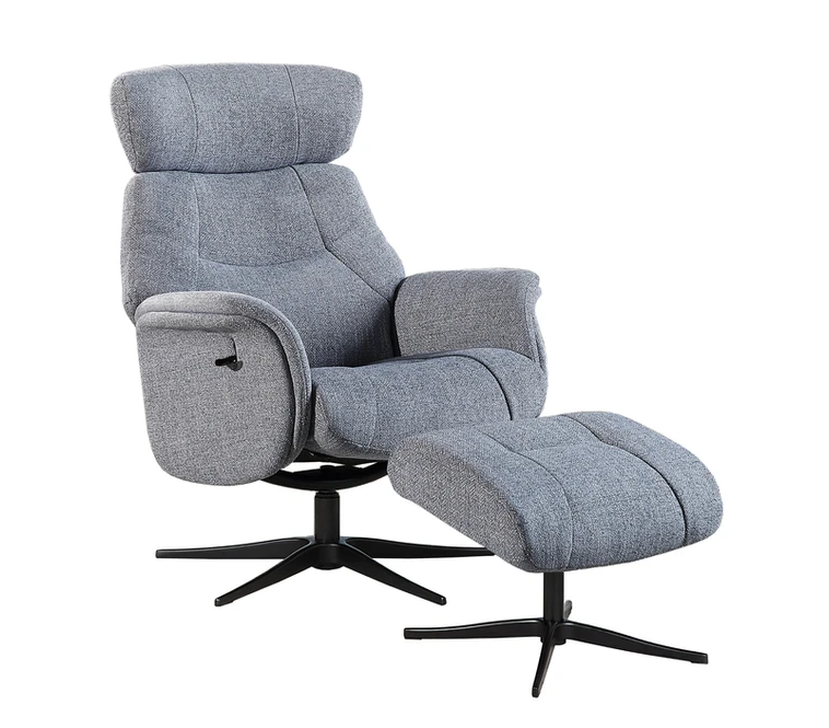 Murcia Swivel Recliner - Powder Blue Fabric