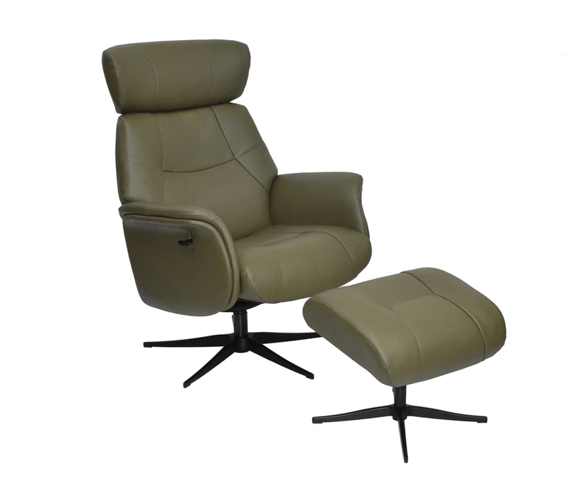 Murcia Swivel Recliner - Olive Green Leather