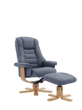 Load image into Gallery viewer, Sardinia Swivel Recliner - Petrol Blue Leather
