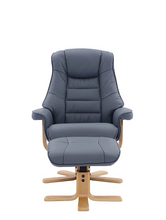 Load image into Gallery viewer, Sardinia Swivel Recliner - Petrol Blue Leather
