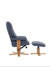 Load image into Gallery viewer, Sardinia Swivel Recliner - Petrol Blue Leather
