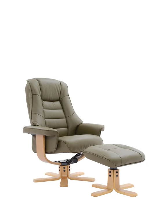 Sardinia Swivel Recliner - Olive Green Leather