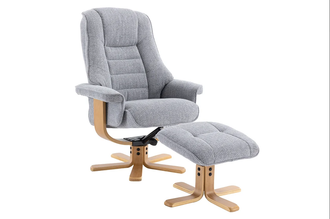 Sardinia Swivel Recliner - Chacha Dove Fabric