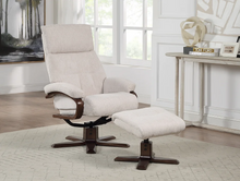 Load image into Gallery viewer, Vienna Swivel Recliner &amp; Footstool - Beige Fabric
