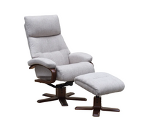 Load image into Gallery viewer, Vienna Swivel Recliner &amp; Footstool - Beige Fabric
