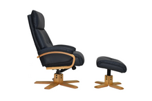Load image into Gallery viewer, Vienna Swivel Recliner &amp; Footstool - Navy Leather
