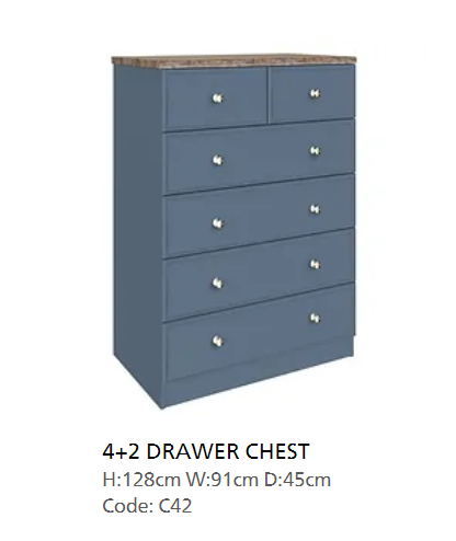 *SPRING CLEARANCE* Formia Indigo Blue 4+2 Drawer Chest