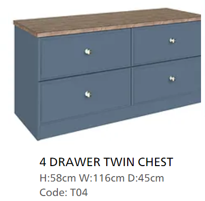 *SPRING CLEARANCE* Formia Indigo Blue 4 Drawer Twin Chest