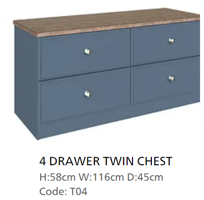 *CLEARANCE* Formia Indigo Blue 4 Drawer Twin Chest