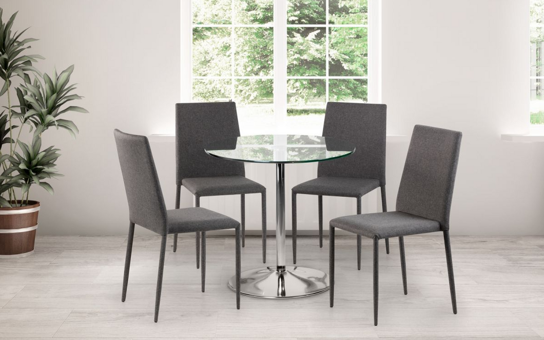 Kudos Pedestal Table - Chrome/Glass