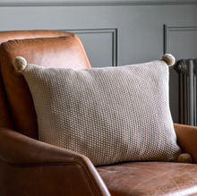 Load image into Gallery viewer, Moss Stitch Pom Pom Cushion - Natural *IN STOCK*
