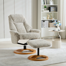Load image into Gallery viewer, Aruba Swivel Recliner &amp; Footstool - Frost
