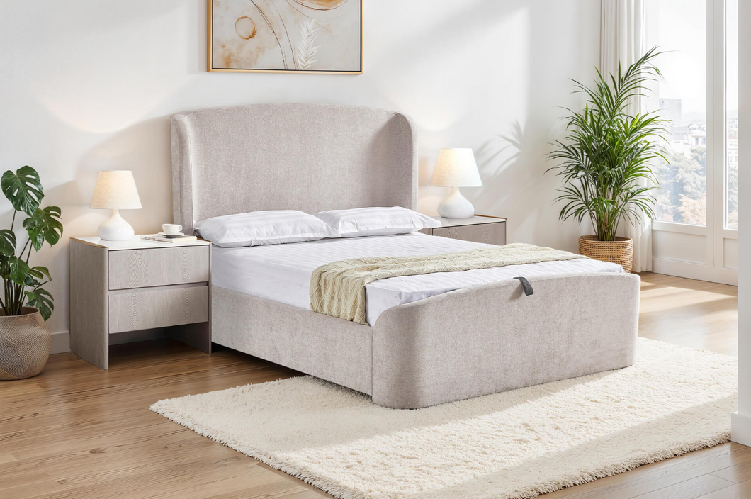 Blaire Ottoman Bed - Cream