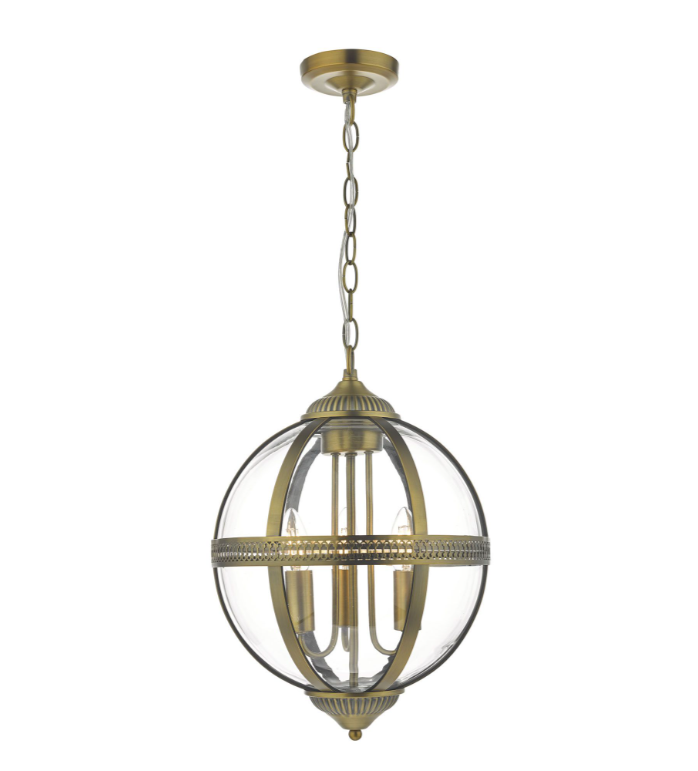 Vanessa Pendant Lighting Collection - Antique Brass/Glass
