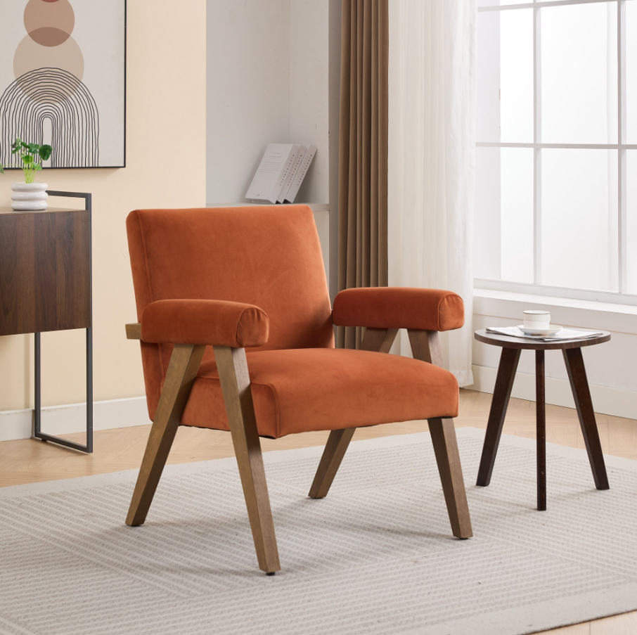 Leoni Accent Chair - Rust Velvet