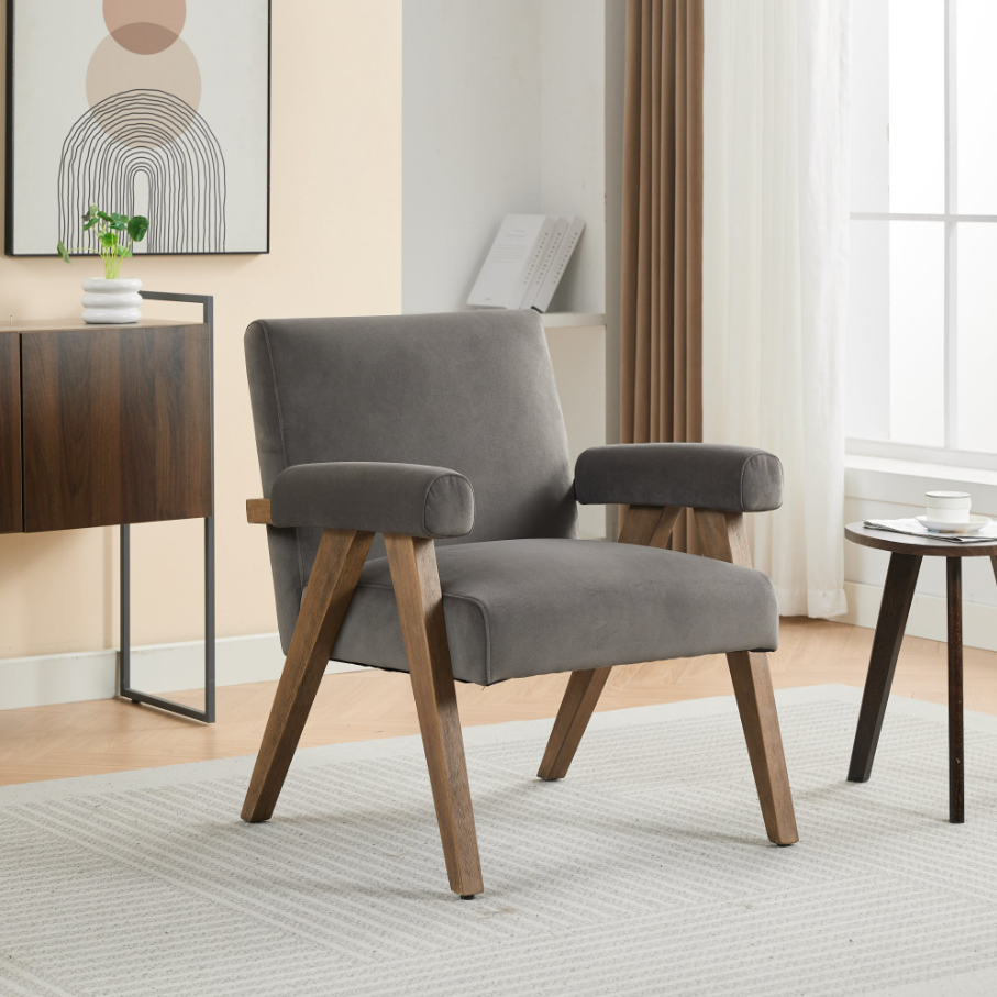 Leoni Accent Chair - Taupe Velvet