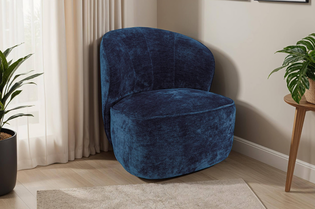 Edie Swivel Accent Chair - Blue