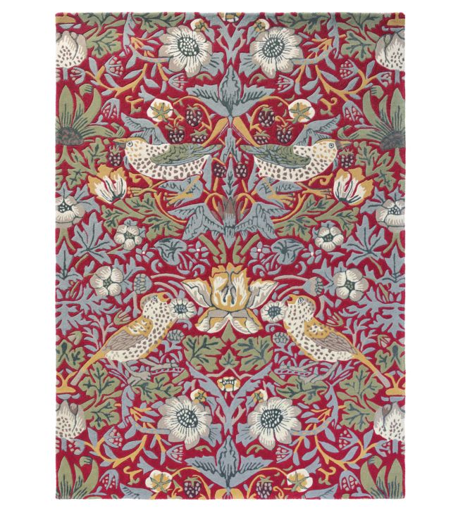 Morris & Co. Rugs -  Strawberry Thief Crimson