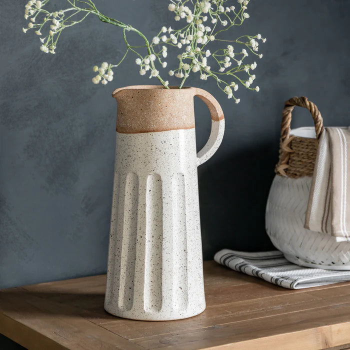 Callow Pitcher Vase - Natural/White