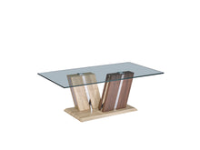 Load image into Gallery viewer, Crafty Occasional Tables - Two Tone Wood and Clear Glass
