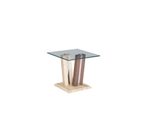 Load image into Gallery viewer, Crafty Occasional Tables - Two Tone Wood and Clear Glass
