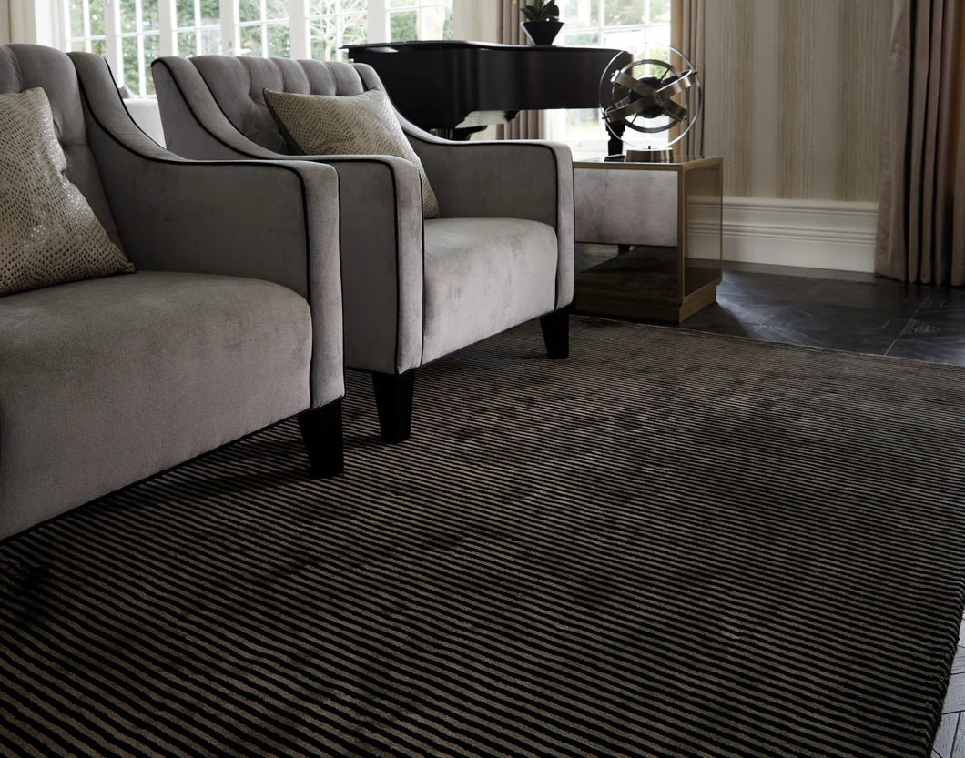 Katherine Carnaby Chrome Stripe Rug - Nero