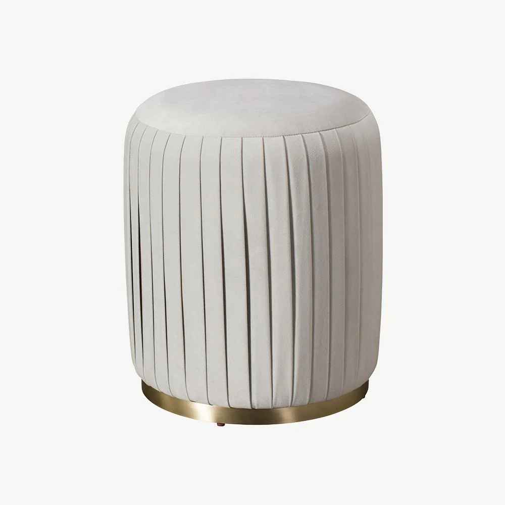 Pleated Ottoman - Silver