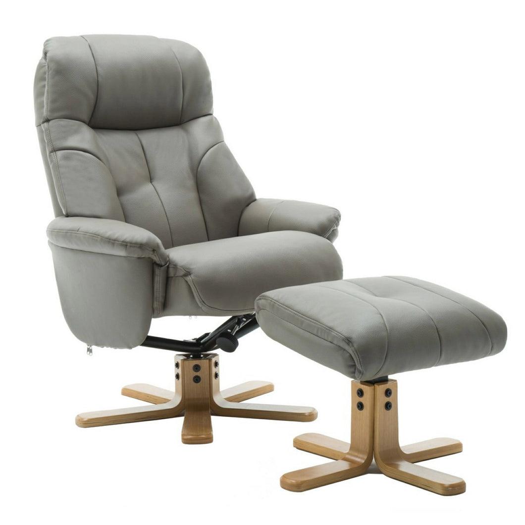 Dubai Swivel Recliner - Grey Plush Faux Leather