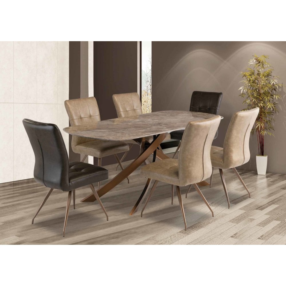 Fendi Dining Table - Brown Marble